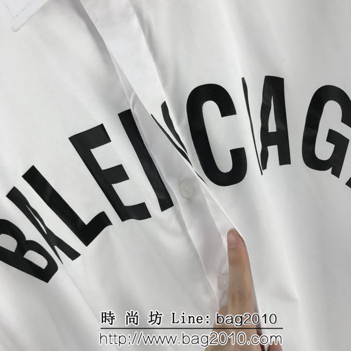 BALENCIAGA巴黎世家 18ss秋冬新款 胸前弧形字母印花logo 百搭襯衣 情侶款 ydi1444